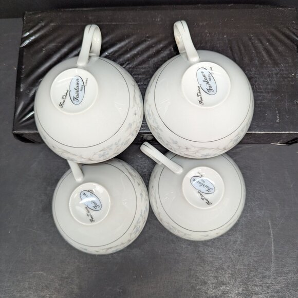 Fine China Japan Fairlawn Pattern 8603 Porcelain Flat 4 Oz Teacup Set of 4 - Picture 9 of 10